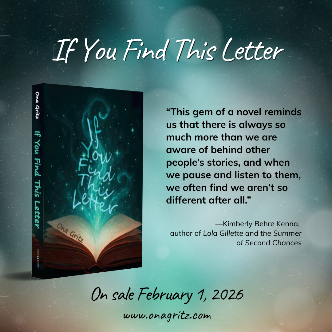 If You Find This Letter book launch graphic for authors designed by Novel Notion Creative for author Ona Gritz If You Find This Letter book launch graphic for authors designed by Novel Notion Creative for author Ona Gritz