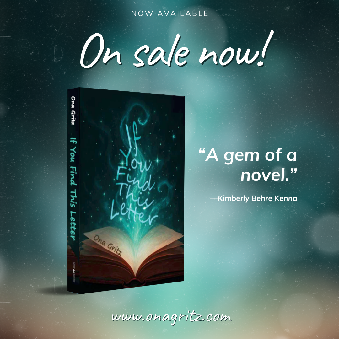 If You Find This Letter book launch graphic for authors designed by Novel Notion Creative for author Ona Gritz If You Find This Letter book launch graphic for authors designed by Novel Notion Creative for author Ona Gritz